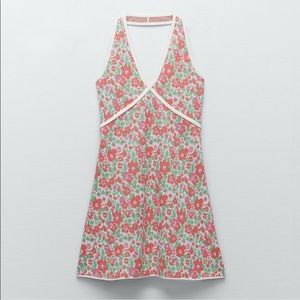 Zara  retro floral knit halter dress